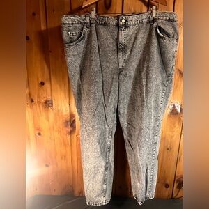 Vintage Britannia Acid Wash Denim Jeans Size 50x30 Black Faded Made In USA